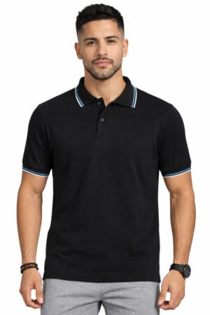 Mens solid cotton Polo | Black