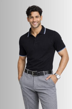 STRIPED COLLAR PLAIN POLO