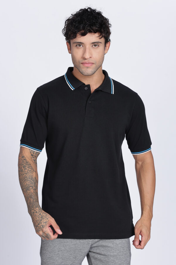 STRIPED COLLAR PLAIN POLO - Image 3