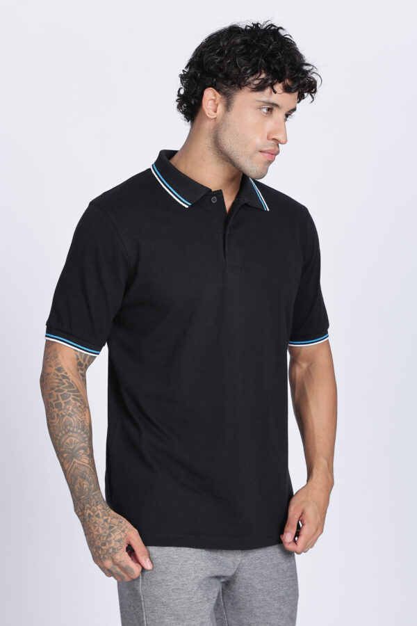 STRIPED COLLAR PLAIN POLO - Image 4