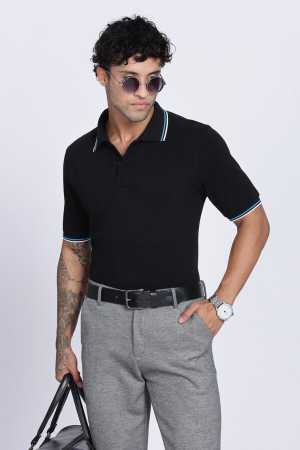 STRIPED COLLAR PLAIN POLO - Image 7
