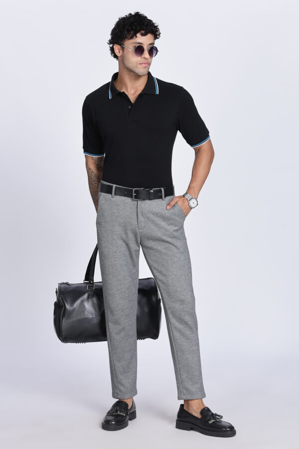 STRIPED COLLAR PLAIN POLO