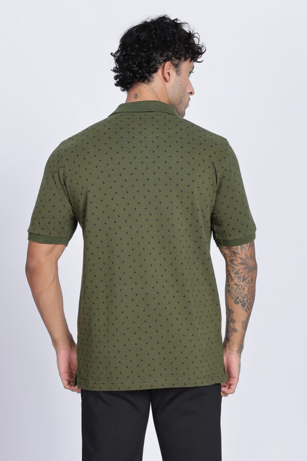 REGULAR FIT OLIVE PRINTED POLO - Image 5