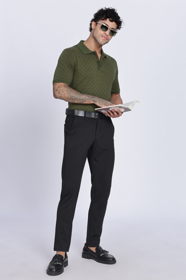 REGULAR FIT OLIVE PRINTED POLO - Image 2