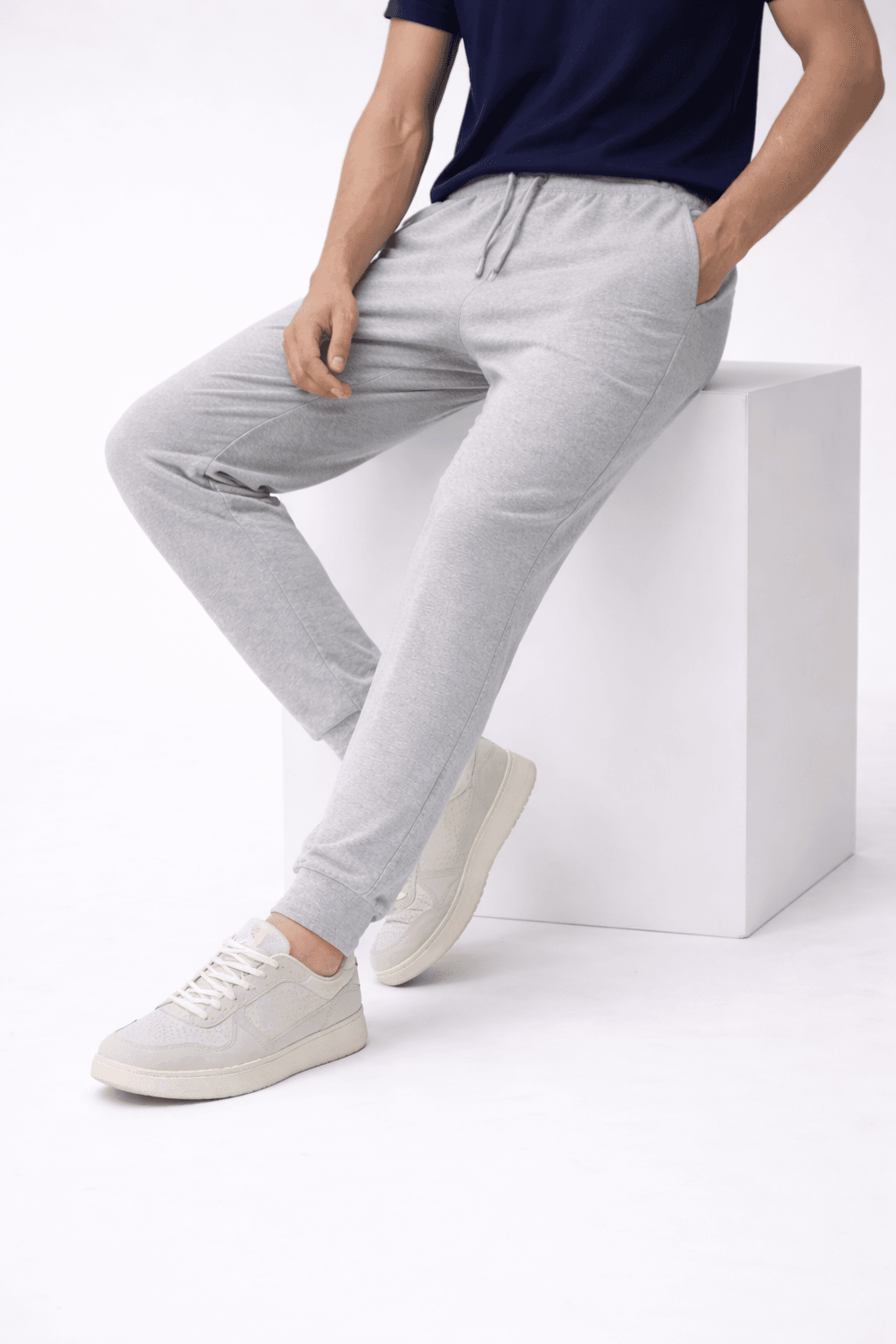 MEN'S GREY MELANGE JOGGER PANT - Image 4