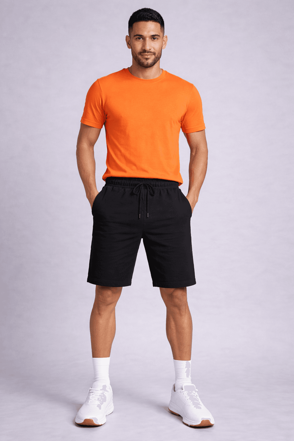 Men's black cotton shorts