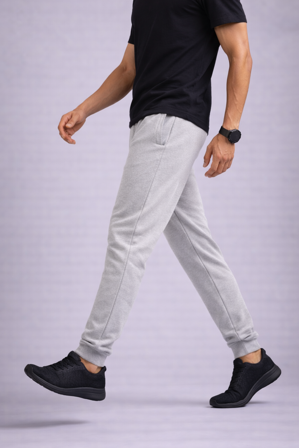 MEN'S GREY MELANGE JOGGER PANT - Image 3
