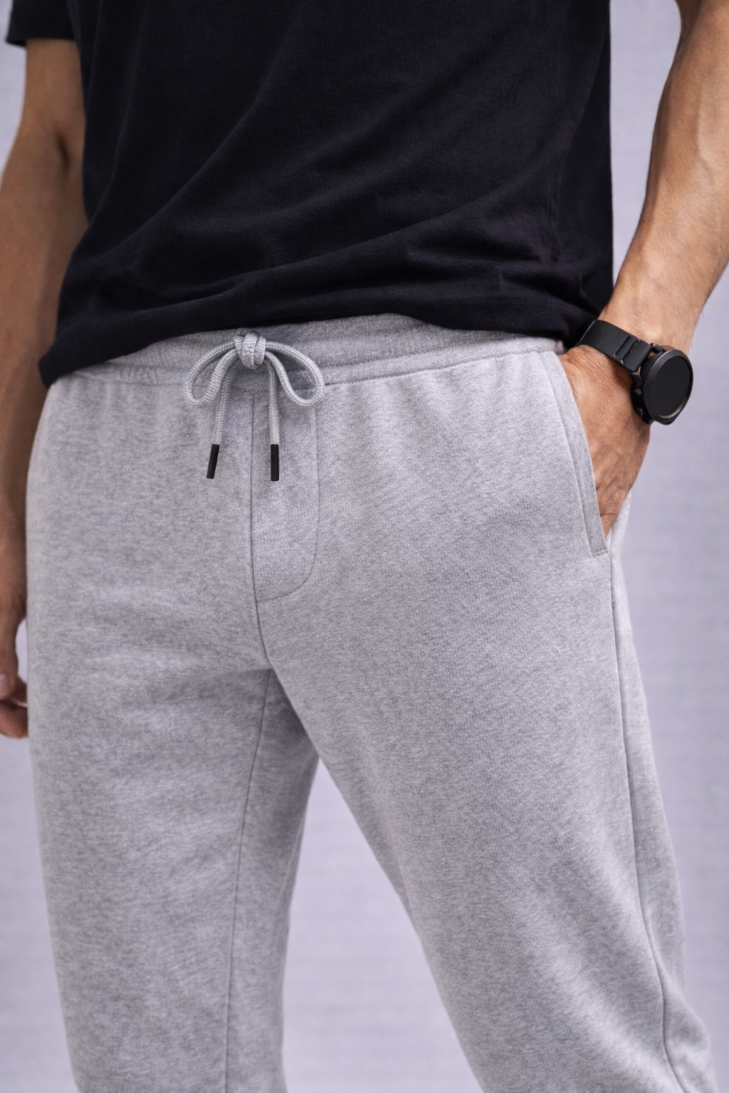 MEN'S GREY MELANGE JOGGER PANT - Image 5